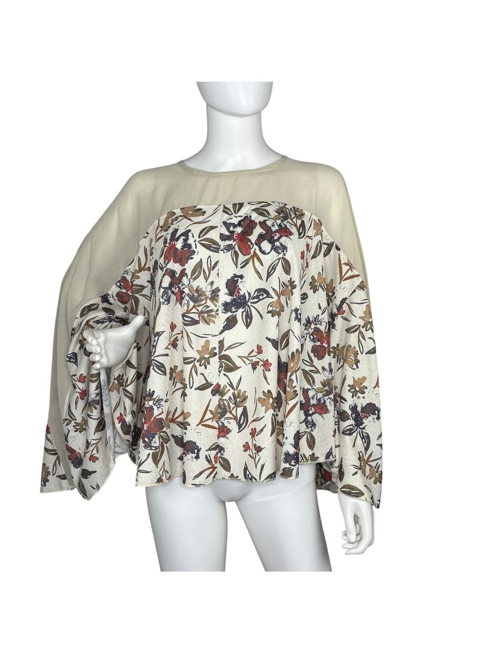 NWOT Oli & Hali Top Boho Floral Flowy Long Sleeve Oversized Size M